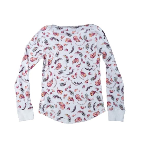 Old Navy Thermal Waffle Knit Long Sleeve Floral Tee Shirt Girls size XL 14 NWT - Picture 2 of 6